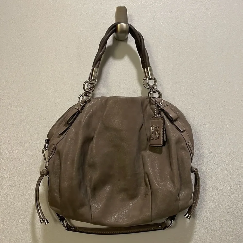 Coach Sophia grey pleated leather satchel